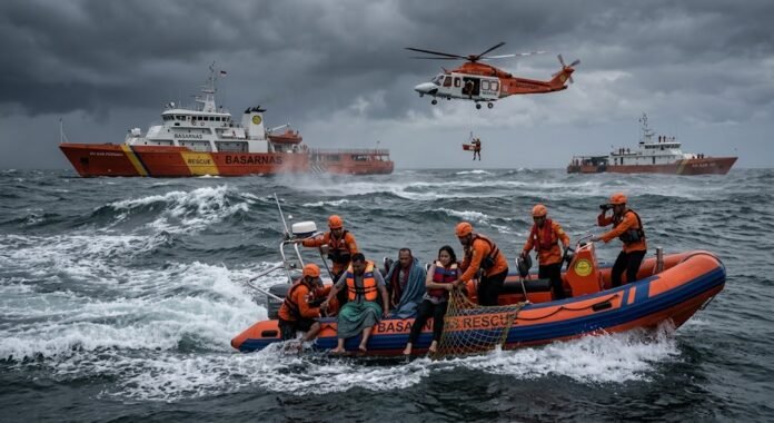 Tim SAR evakuasi korban KMP Virgo Transport 8 yang tenggelam di Laut Jawa