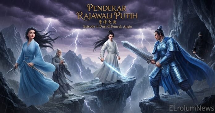 Lin Bima bertarung dalam duel menentukan di Puncak Angin, sementara Sari dan Guru Angin mengawasi
