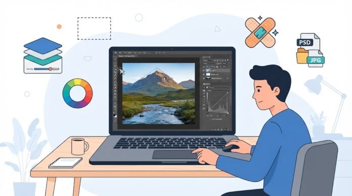 6b444303-751b-42bc-ad53-f823b85d Ilustrasi pemula menggunakan Photoshop dengan layer, seleksi, adjustment layer, dan ekspor foto