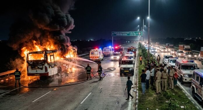 6bbf3b90-6ae1-4d83-bf58-a3694bf7 Ilustrasi-Bus malam terbakar di Yamuna Expressway India, 9 penumpang tewas