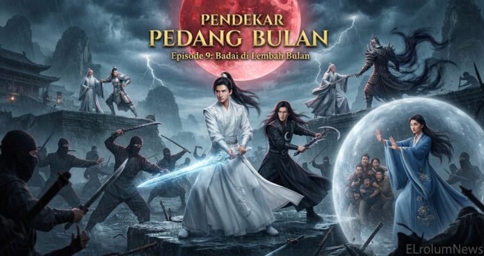 Yue Ming, Han Feng, dan Lian Yue bertarung mempertahankan Lembah Bulan di tengah badai