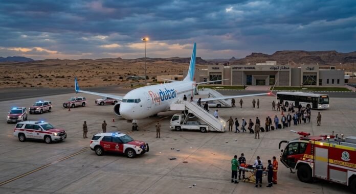 8a484b51-cdcb-48d5-b7e8-5a28fdd7 Pesawat Flydubai rute Dubai-Tel Aviv dialihkan dan mendarat selamat di Bandara Tabuk Arab Saudi