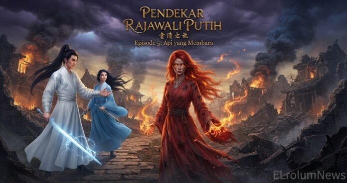 Lin Bima dan Sari mencoba menenangkan gadis Aliran Api yang dendamnya membara.