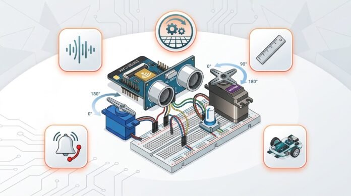 AAQ_wbGS18DDjU7zYeEpIBGLkvEQIe20 Ilustrasi kontrol servo dengan Arduino, potensiometer, sudut 0-180°, dan proyek kamera pan-tilt
