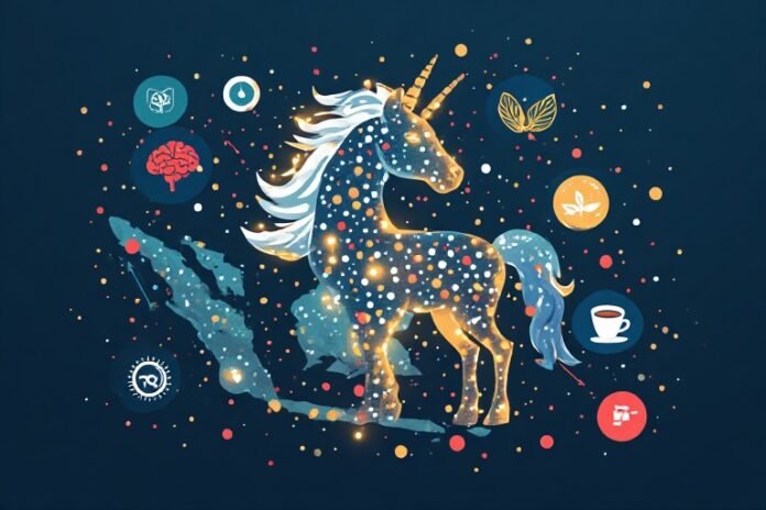 Ilustrasi ekosistem startup Indonesia dengan unicorn digital, sektor fintech, agritech, AI, dan peta pertumbuhan Ilustrasi ekosistem startup Indonesia dengan unicorn digital, sektor fintech, agritech, AI, dan peta pertumbuhan