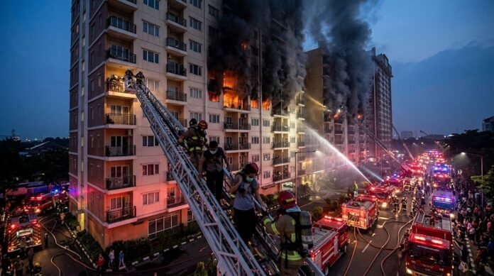 c9adecd8-f302-4054-b473-80121291 Ilustrasi - Kebakaran Apartemen Teluk Intan, 53 orang dievakuasi petugas Gulkarmat Jakut