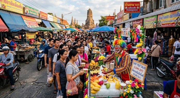 Ilustrasi - Penjual buah Thailand viral pakai kostum badut saat berjualan