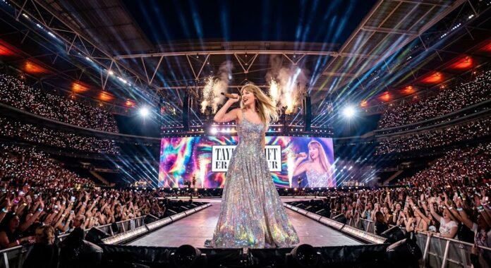 Taylor Swift dalam tur Eras yang legendaris, menunjukkan daya tarik abadinya yang membuat ia tetap jadi penyanyi paling dicari di 2026