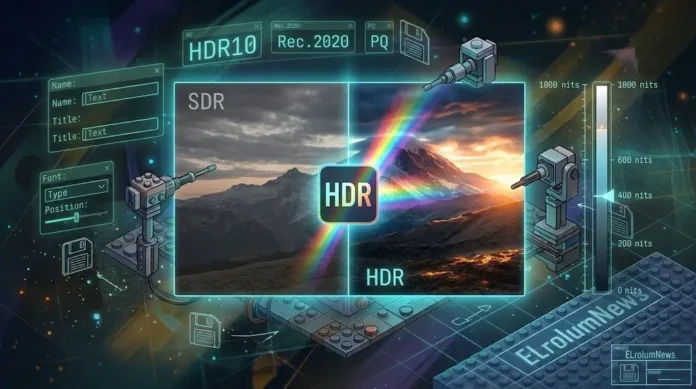 Ilustrasi high dynamic range HDR Grading DaVinci Resolve dengan spektrum cahaya