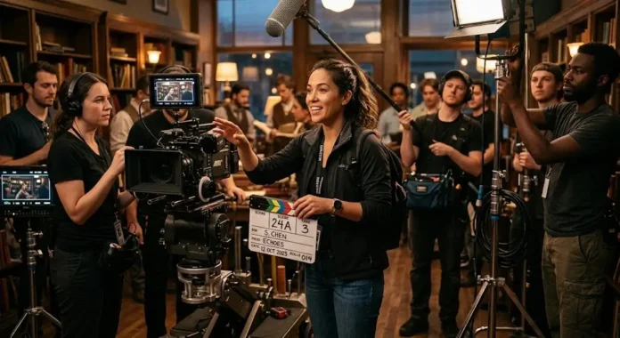 Sutradara wanita memimpin produksi film di set, mencerminkan semakin besarnya peran perempuan di industri sinema Hollywood di 2026