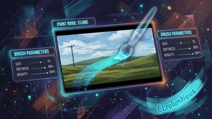Ilustrasi digital painting Paint Node DaVinci Resolve Fusion dengan kuas