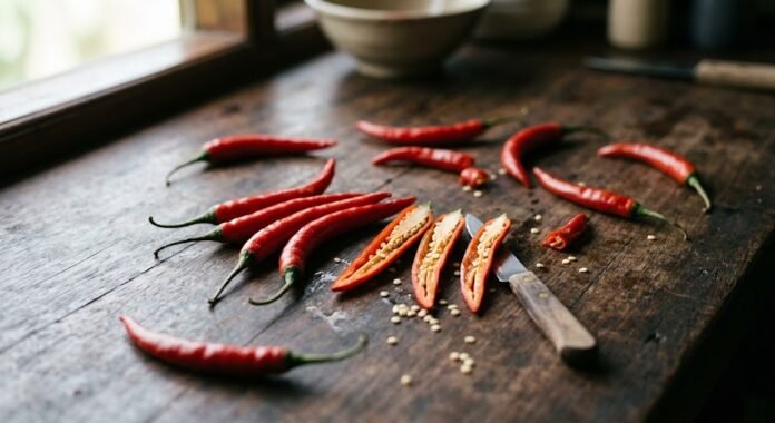 5d28400a-83be-4a23-9a89-5be1c16f Cabai merah segar, sumber capsaicin yang menjadi objek berbagai penelitian kesehatan.