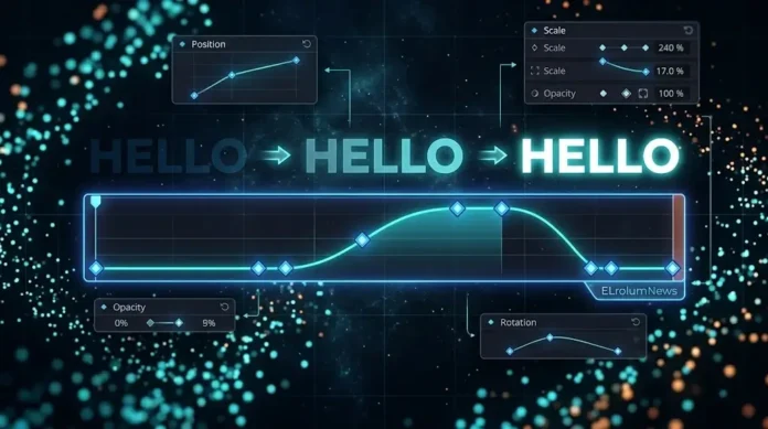 Ilustrasi motion graphics keyframe animation DaVinci Resolve dengan timeline