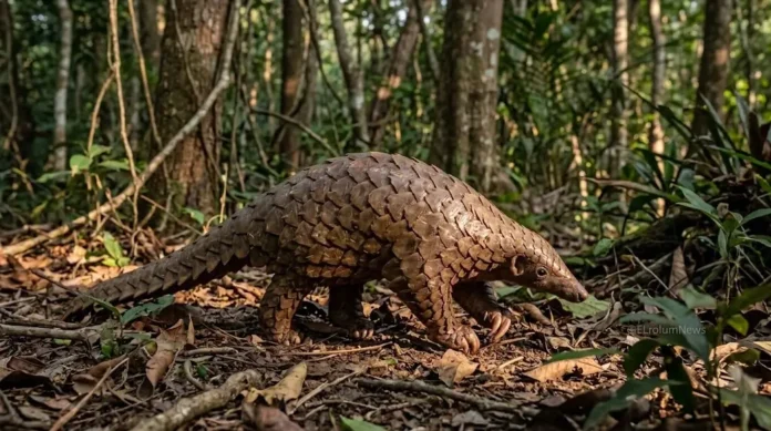 Trenggiling Jawa (Manis javanica) yang berhasil diselamatkan setelah ditemukan di tepi jalan Bojonegoro dan kemudian dikembalikan ke habitat hutan di Tuban.