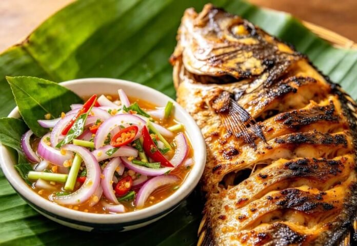 Resep Sambal Matah Segar ala Bali (1) Sambal matah dengan irisan bawang merah, serai, dan cabai yang disiram minyak panas, pelengkap ikan atau ayam bakar.