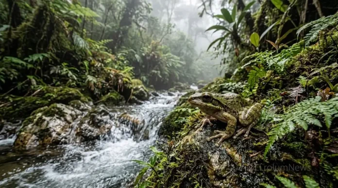 Amnihyla homuncula, spesies katak pohon baru dari Pegunungan Maoke, Papua, yang menarik perhatian karena perbedaan ukuran ekstrem antara betina dan jantannya.