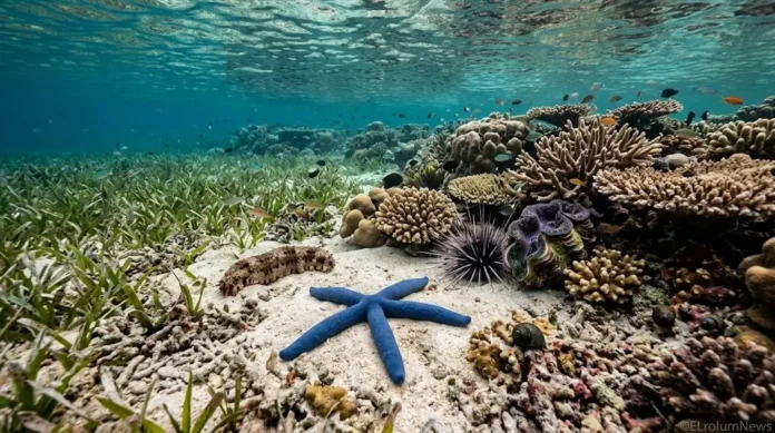 Kehidupan dasar laut Sulawesi Utara mencakup berbagai invertebrata seperti bintang laut, bulu babi, teripang, kima, dan moluska yang berperan dalam menjaga fungsi ekosistem pesisir