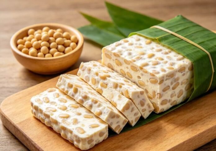 Tempe segar hasil fermentasi kedelai, pangan tradisional Indonesia yang banyak dikaji kandungan gizinya